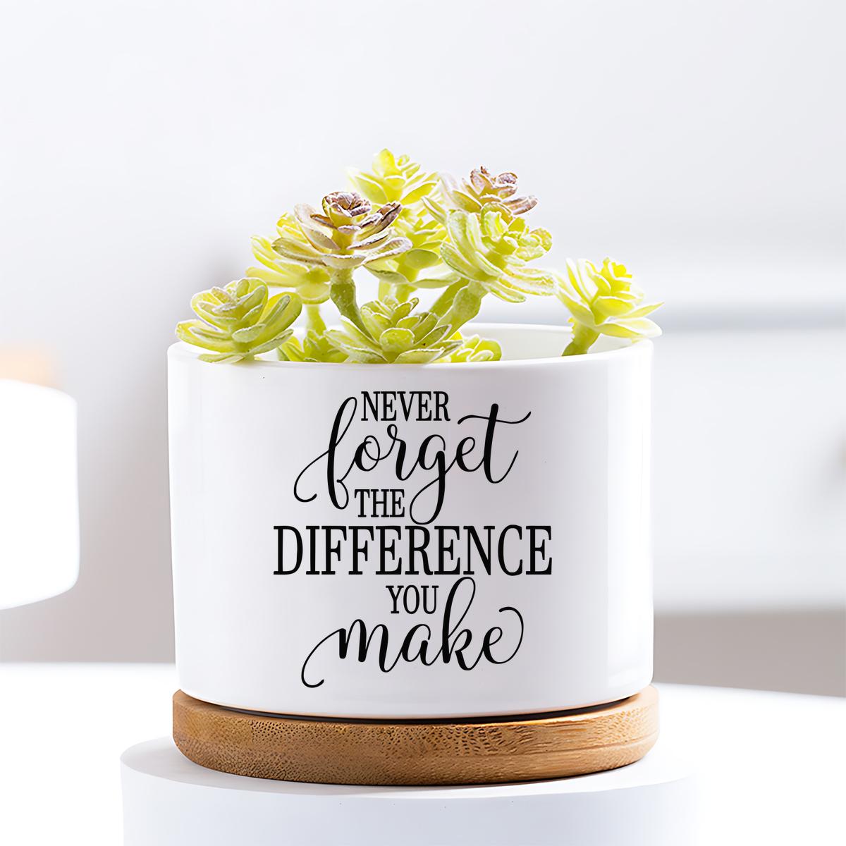 TEMU 1pc Ceramic Succulent Planter Pot With Bamboo Tray - 3.6"x2.6" /outdoor Self-watering Plant Pot, Drainage Holes & Sturdy Bamboo Lid -
