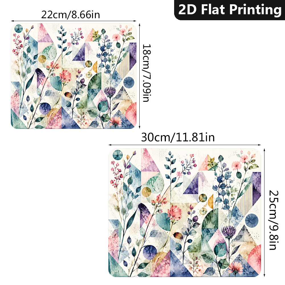 2d flat 1pc botanical design mouse pad geometric style game table mat watercolor flowers durable   computer mouse pad for computers and tablets artistic mouse pad