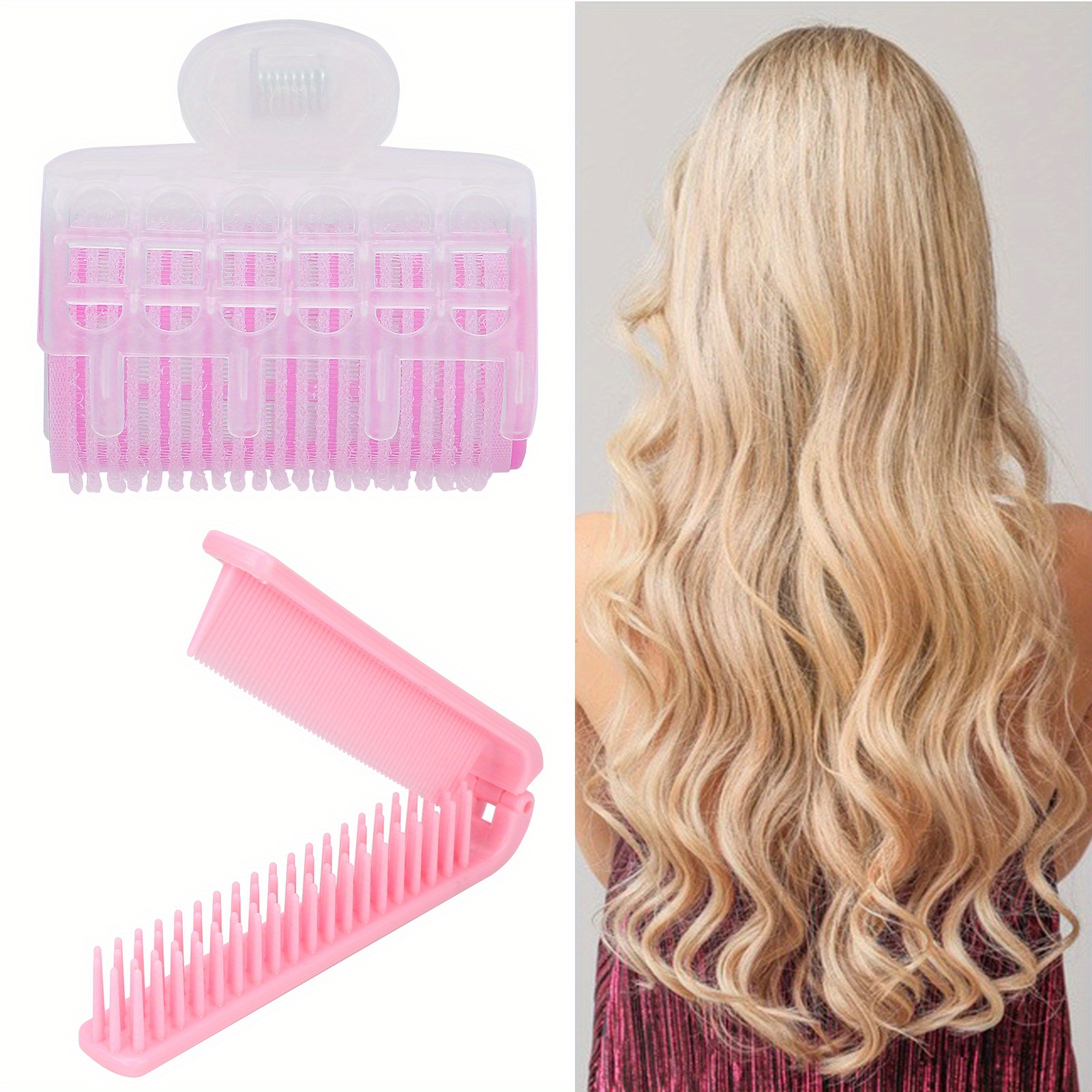 

Easy-to-use Pink Hair Roller Set For Women - Diy Bangs & Styling Curler With And Fixation Clip