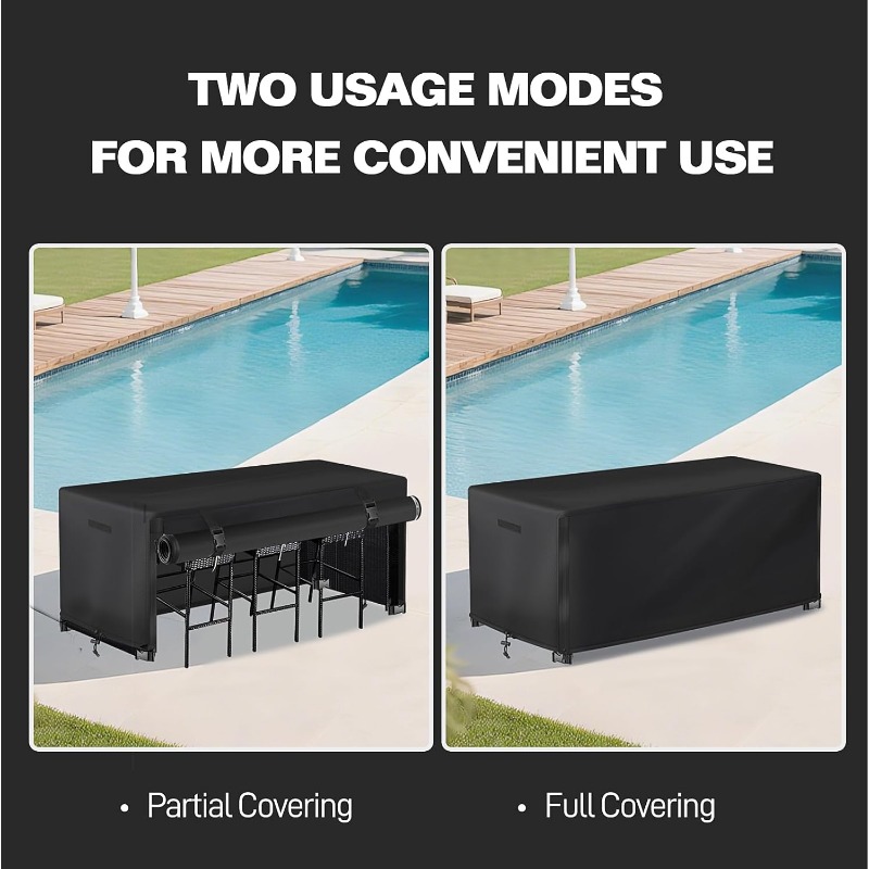 7pcs Outdoor Bar Height Dining Set Compatible Cover - Heavy-Duty & Windproof All-Weather Table Cover with, Adjustable Fit for Wicker Furniture (Table & 6 Chairs) 76”L x 34”W x 42”H, Oxford Fabric for 7-