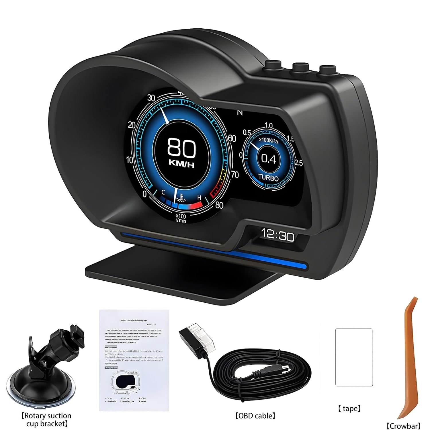 TEMU Hud Car Display- Gps Car Hud Display - Digital Gps Speedometer With Water Temp Voltage Rpm - Universal Heads Up Display For Most Vehicles