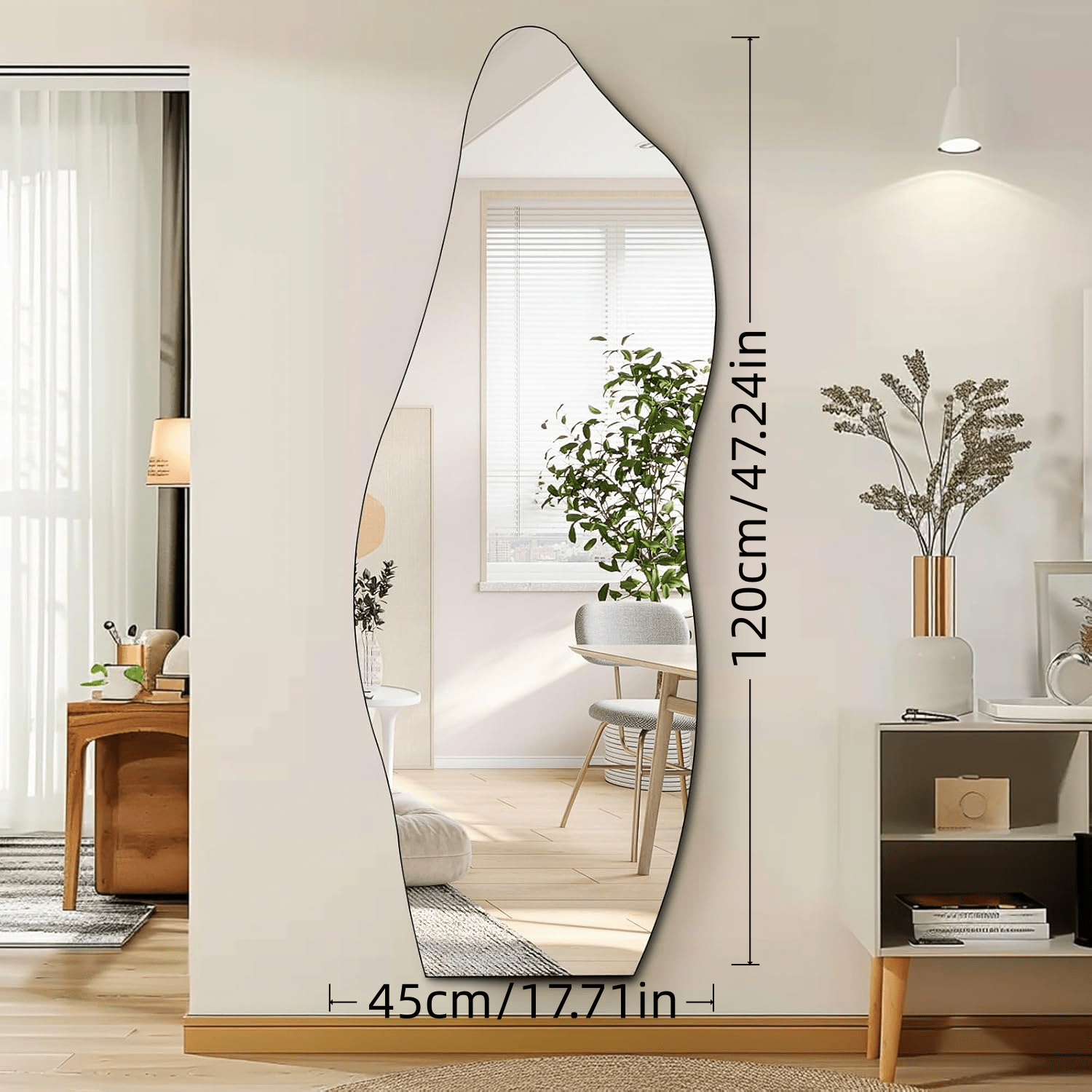 TEMU Specchio a figura intera da parete in acrilico, spessore 2 mm, 17,72 pollici ,24 pollici - Senza cornice, superficie , design rettangolare , per
