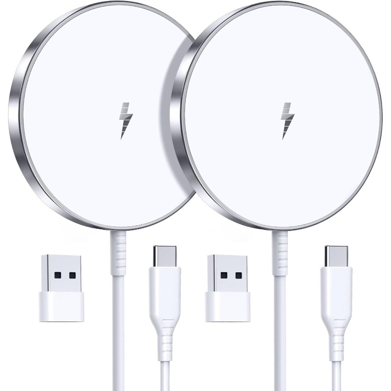 TEMU 2-pack Magnetic Wireless 15w Fast Charging Pad For Iphone 16 Pro/plus, 15, 14, 13, 12, 11, Xr, Xs, Se (2022) - Qi, , Compatible With Lightning &