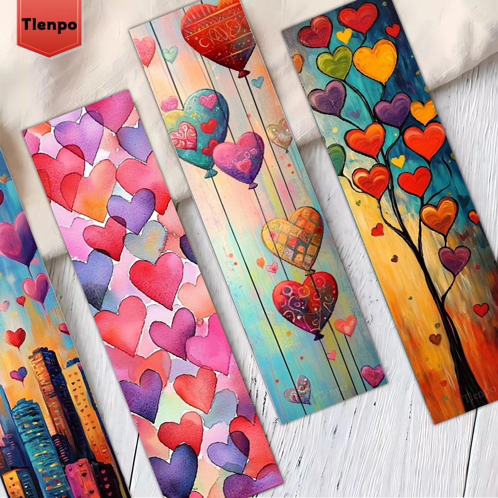 TEMU 32pcs Tlenpo Oil-painting-style Heart Bookmarks - Suitable For , Color-coded Page Markers For Books, Journals, -readers, Gift For Readers,