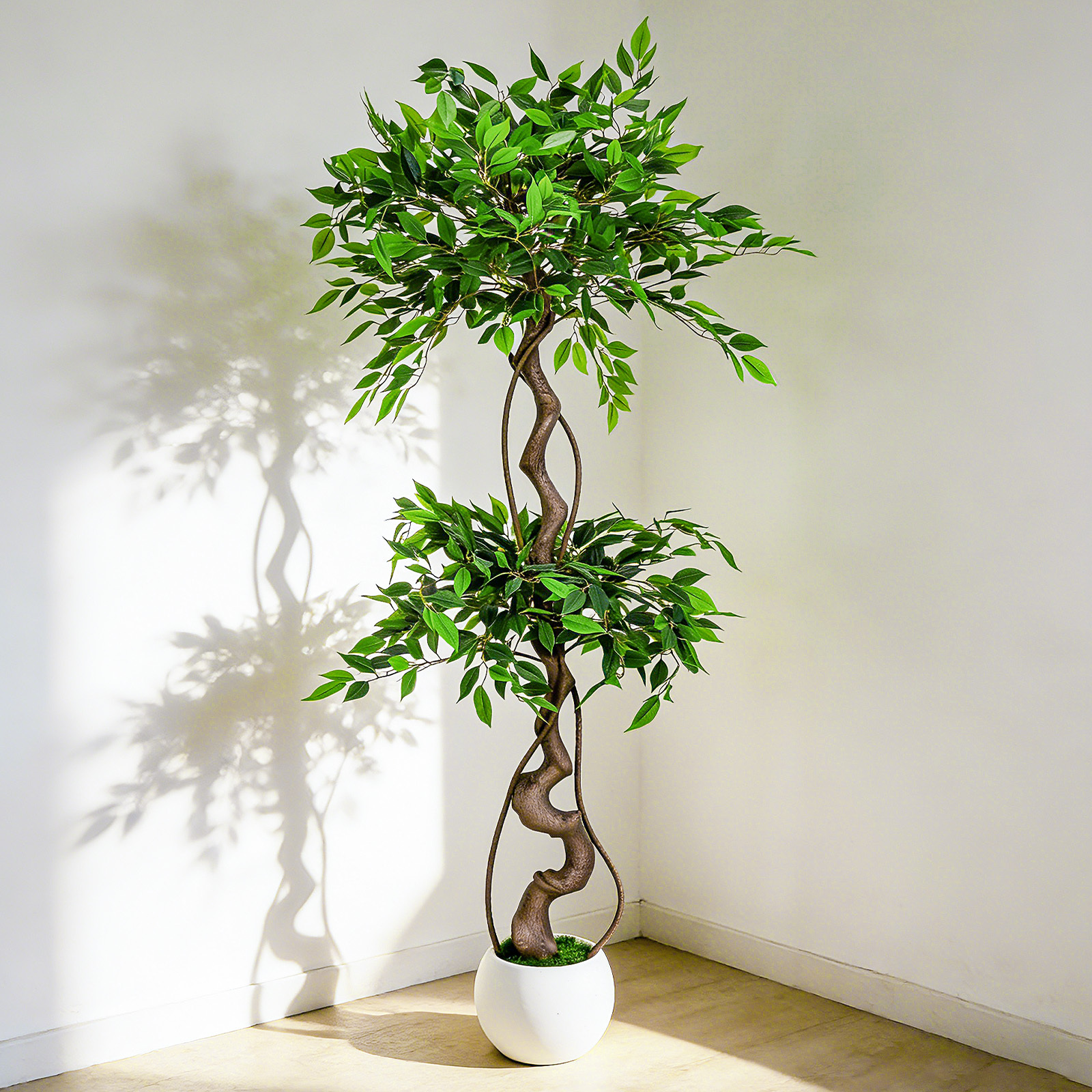Image of 150/180cm Artificial Tree, Easy Assembly Faux Floor Plant With Realistic Green Leaves, Low Maintenance Decorative Tree For Living Room, Bedroom, Office, Balcony And Home Decor