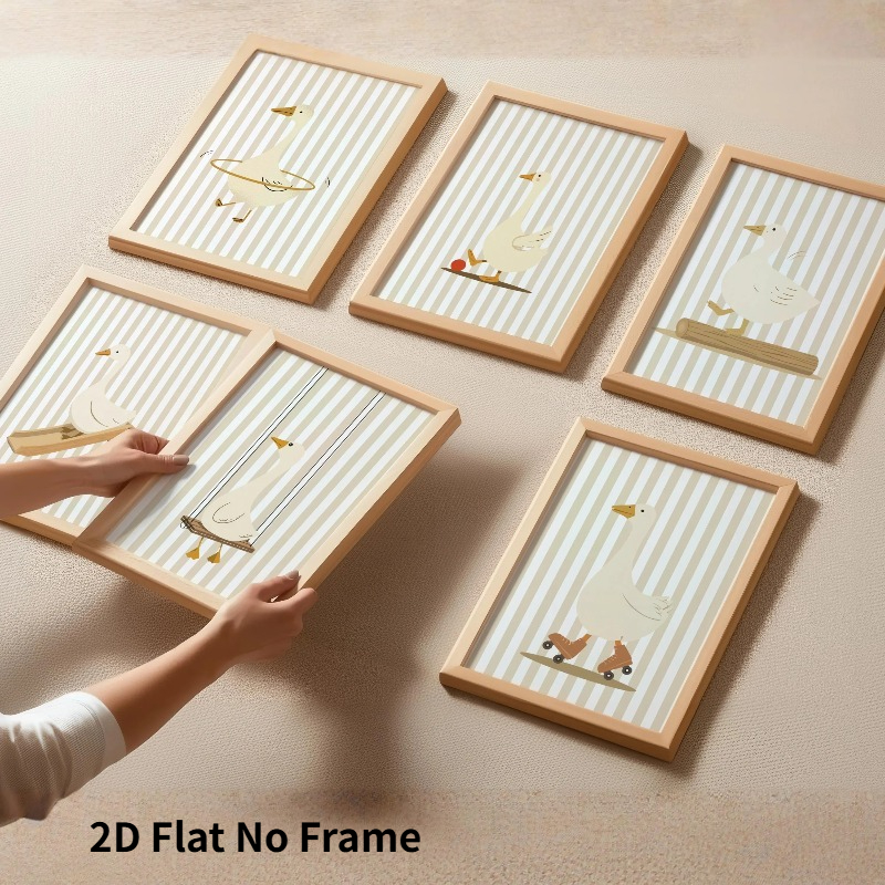 TEMU Décoration Murale Oie Style Ferme Moderne, 6 Pièces, Plat 2D - Vertical, Convient pour Pièce, Affiches Mignonnes d'Oies avec Peintures d'Animaux
