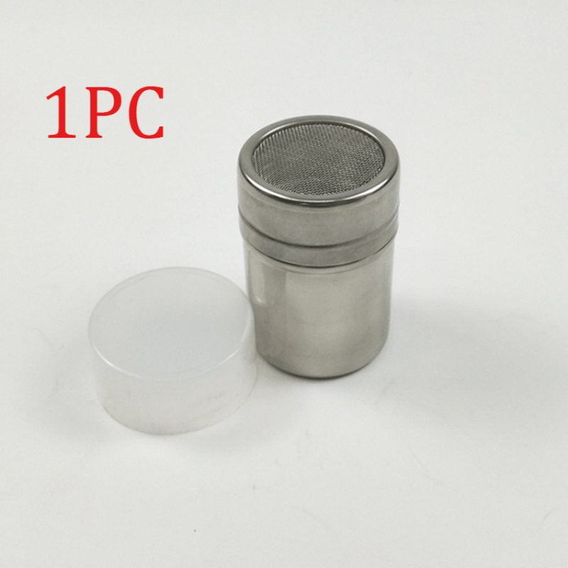 TEMU 1 Stainless Steel Powder Shaker With Lid - Fine Mesh, For Sprinkling Baking Soda, , , Coffee, And Flour - Ideal For Home Kitchens And