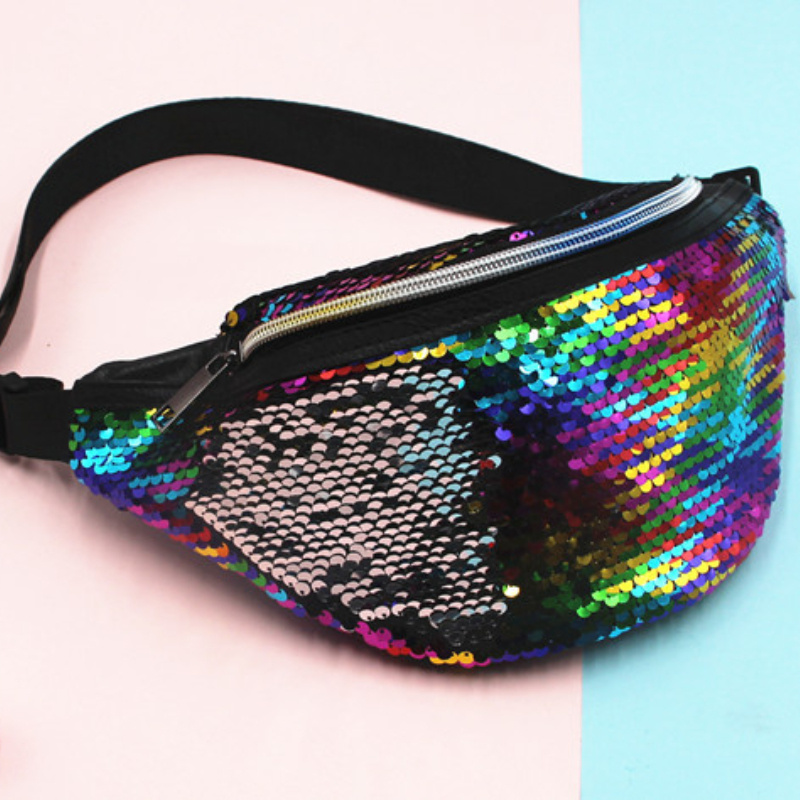 New Stylish Mermaid Sequin Waist Bag For Women, Versatile For Sports And Commuting, European And Crossbody/shoulder Bag