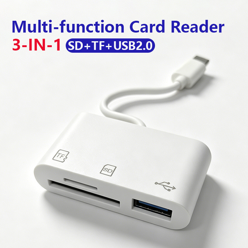TEMU Dual-slot Usb-c Otg Card Reader Writer Suitable For Sd/tf Cards, Driver-free Portable Adapter With Sd/tf Converter, Compatible For Smartphones,