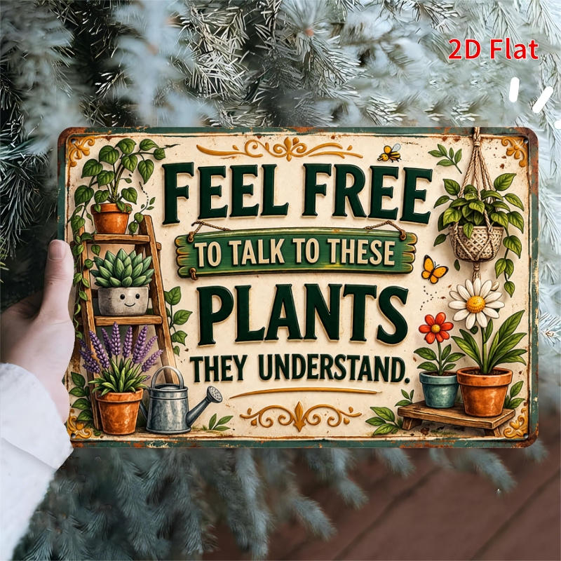 TEMU 2d Flat, Decorative Sign 2d Flat - [2dflat] 1pc 30x20cm- Vintage To Talk To Plants Metal Tin Sign, Funny Lover Wall Art Decor, Rustic Plaque For
