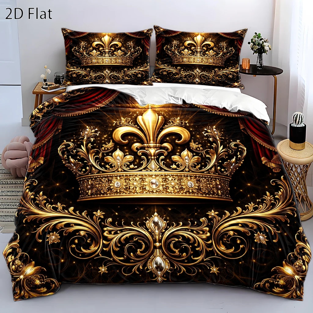 TEMU European Style Duvet Cover Set, 3pcs Bedding (1*duvet Cover   2*pillowcases), Suitable For , Machine Washable, Invisible Zipper Design, Queen