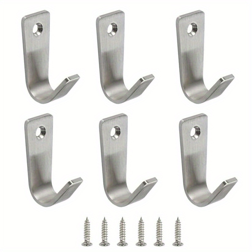 4, 5, 6pcs Clothes Hook Wall Mounted Hooks Stainless Hooks Single Hole Wall Mount Hanger For Hanging Coat Clothes Hat Bag Purse Towel With Screws