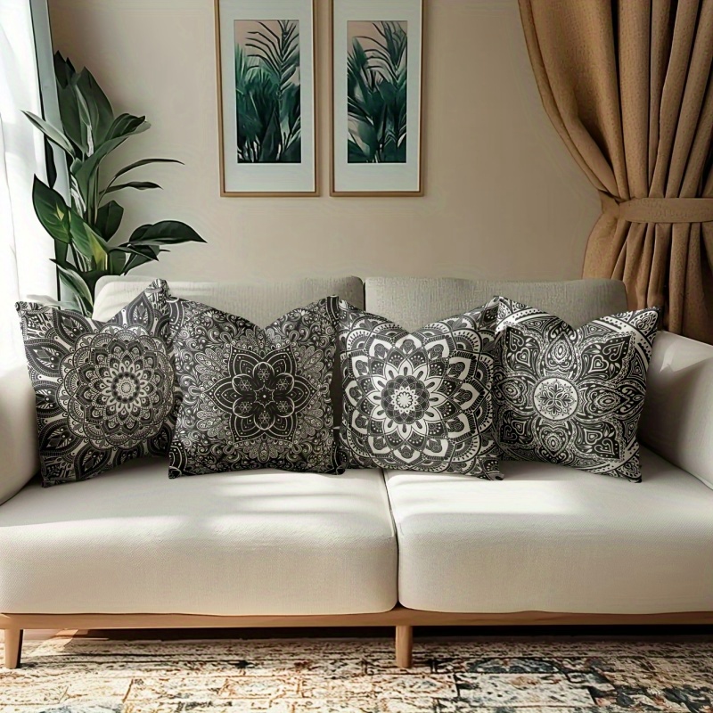 E-shop 4 Stück, Pfirsichhaut-Kissenbezüge, Modernes Schickes Design, Einseitiger Druck, Drei Größen, für Sofa, Wohnzimmer Schlafzimmer Dekoration,