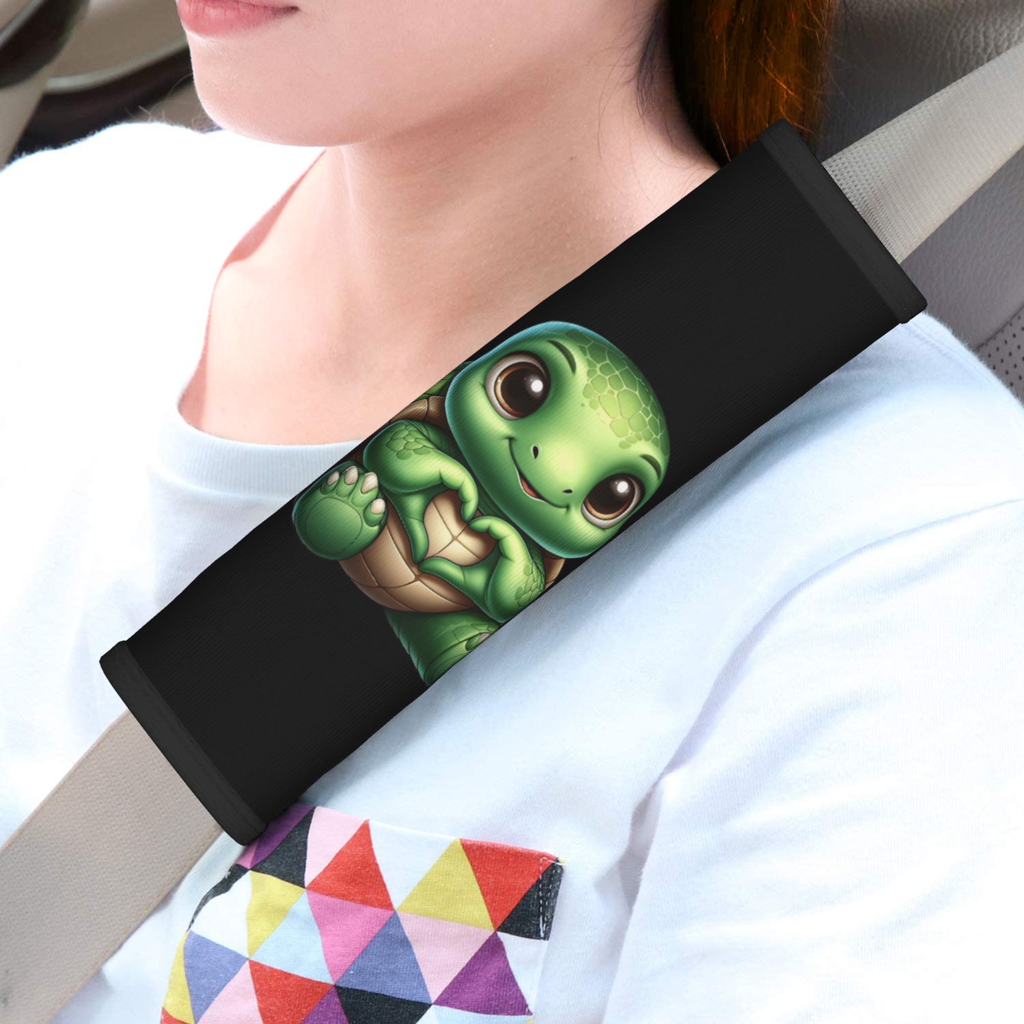 TEMU Coussin de ceinture de sécurité 2D de tortue de dessin - 1 pièce, universel pour tous les modèles de voiture, durable pour tous les accessoires