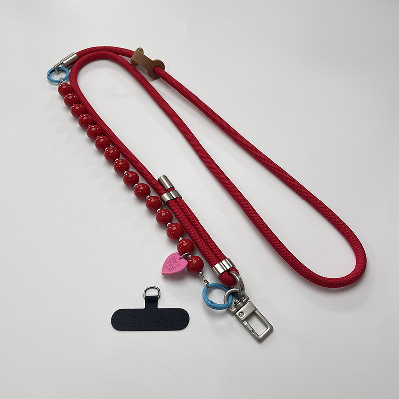 TEMU Cadena de teléfono y correa de muñeca de cuentas hechas a mano GOKIMKIM - Cordón cruzado antipérdida ajustable para teléfono móvil con cuentas,