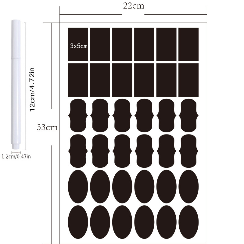TEMU 37pcs High-end Disposable Self-adhesive Chalkboard Stickers With Pen Practical Labels Jars Boxes Food Containers Elegant Kitchen Organization