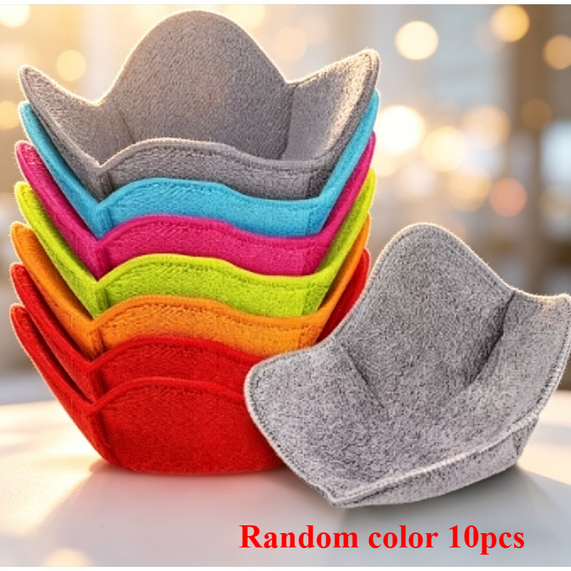TEMU 10pcs Random Color Reusable Heat-resistant Microwave Bowl Mats - Non-contact Food Safety, Bright Colors (red, Green, Yellow, Blue), Durable Heat