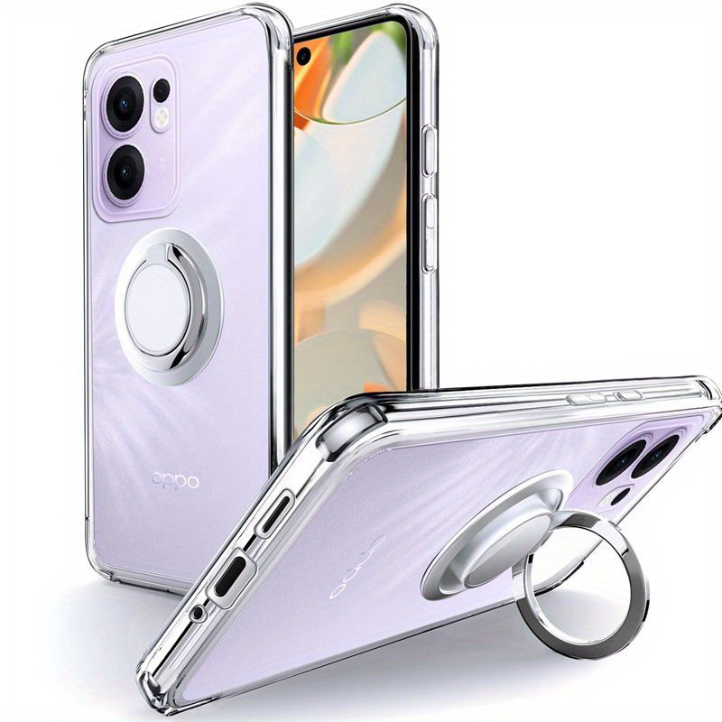 TEMU Phone Case - For Oppo Reno 13 12 11 10 8 7 6 5 4 3 2 T 4g 5g Case Slim Transparent [12ft Drop Protection] [with 360° Rotatable Ring