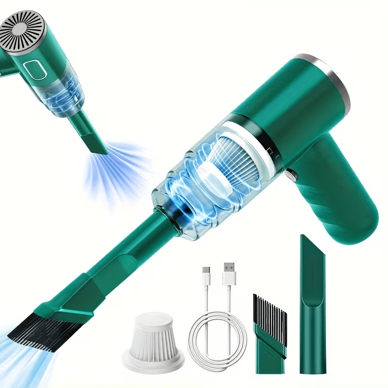 a practical handheld vacuum designed for cleaning cars and homes featuring strong suction usb charging and   attachments ideal for   crevice tools in vehicles   workplaces and  