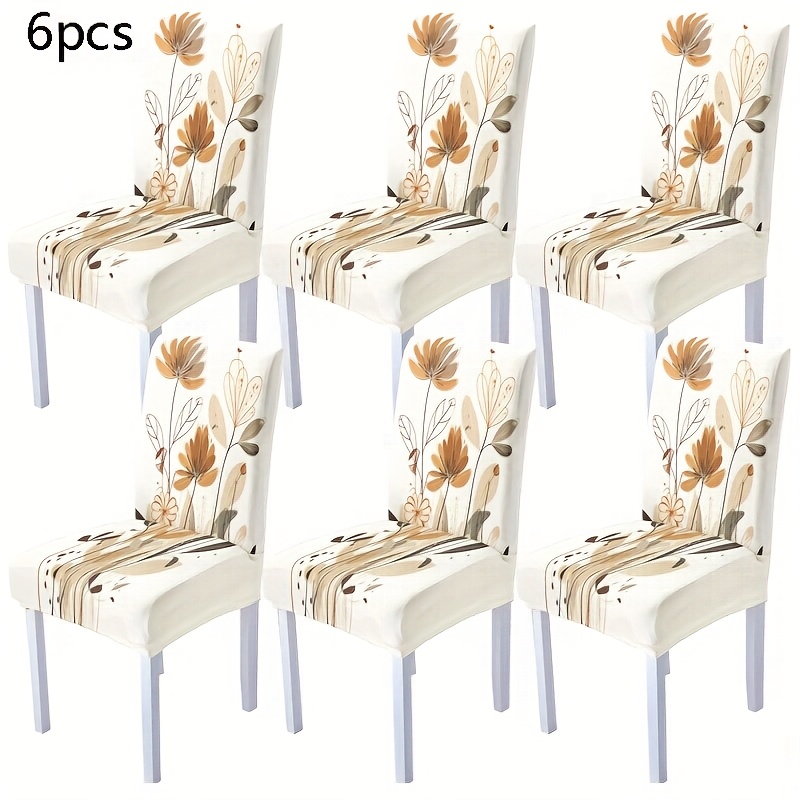 TEMU 2/4/6pcs -white Artistic Elastic Chair Covers. Durable And Easy To Clean, Machine Washable Without Deformation, Elastic And , Convenient And