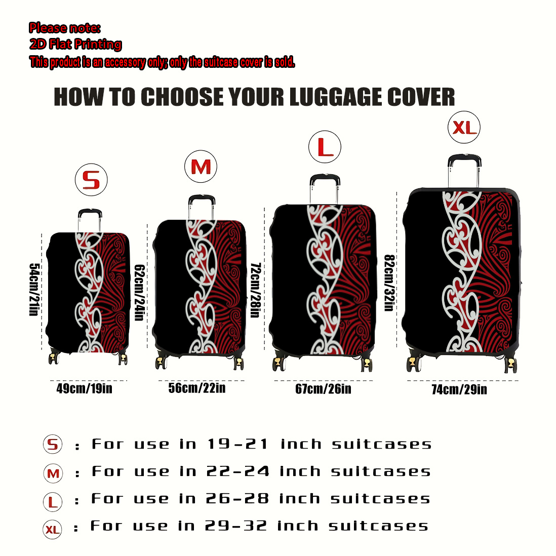 TEMU 1pc Luggage Cover, Maori Totem Luggage Cover Suitcase Protector, Luggage Not Included, Only Luggage Cover Sold. Luggage Cover, Travel Elastic