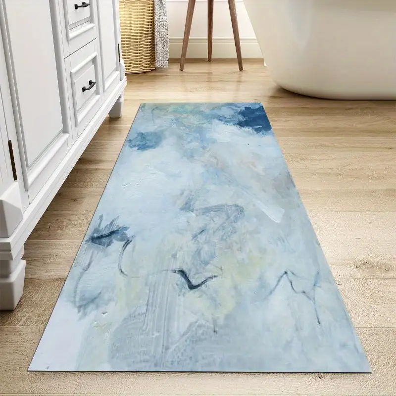 1pc abstract blue pattern non slip bath mat super absorbent easy to clean washable durable rubber backing bathroom kitchen bedroom and laundry room decor bathroom mat Product details 1