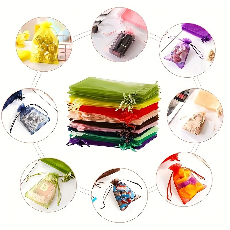 Hard Gauze Gift Bags, Transparent Drawstring Closure