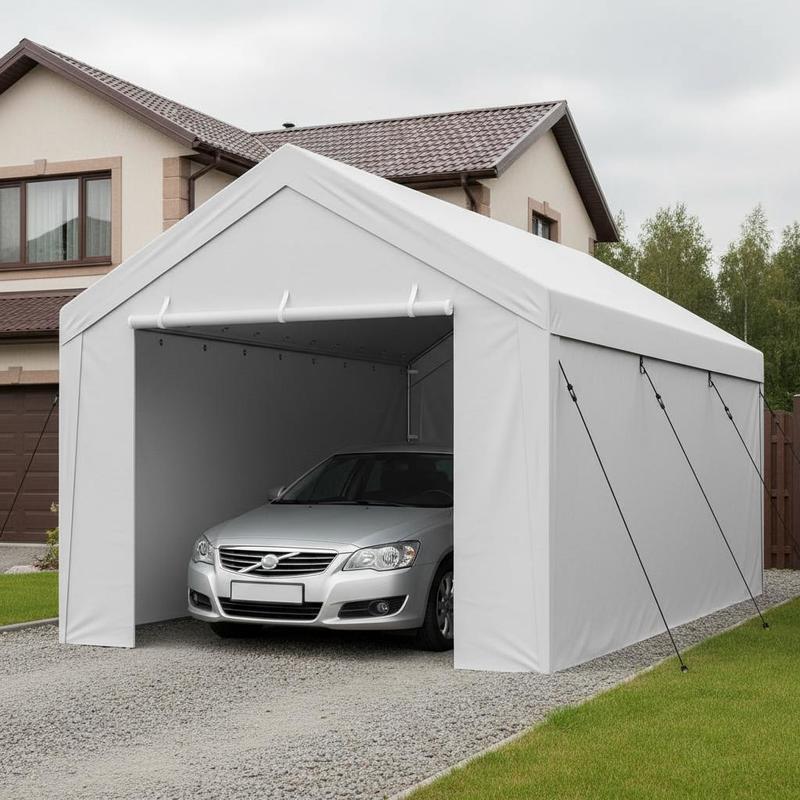 carport garage tent top side wall 3 x 6  tent shelter tarpaulin waterproof and uv protected   with tension straps white frame not included