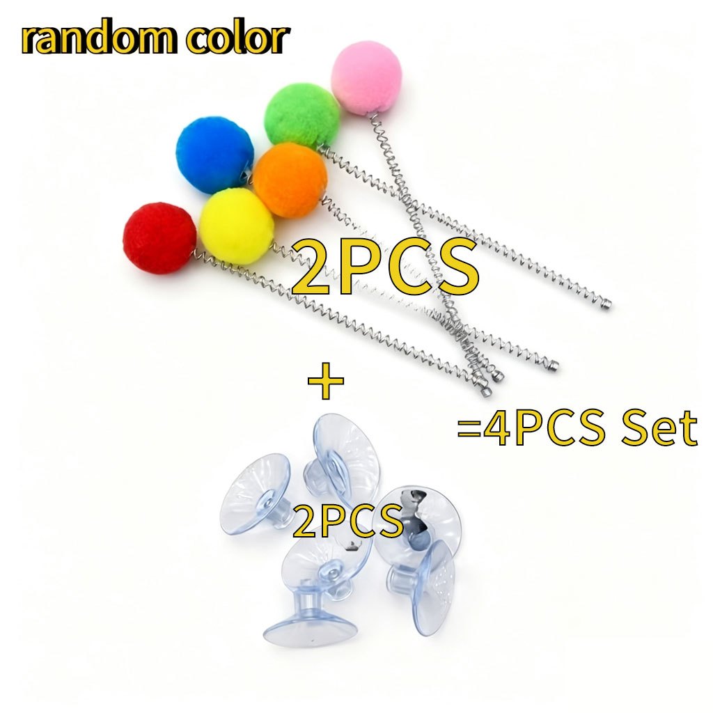 2pcs Cat Teaser Wand Set with Suction Cup Base