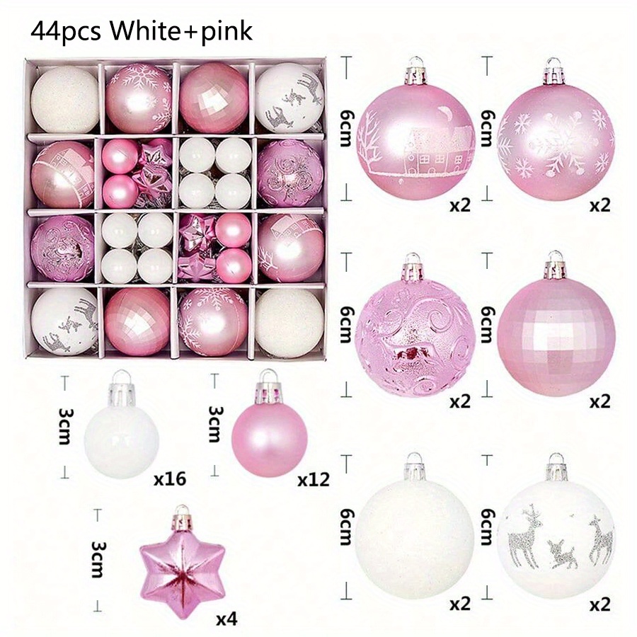 Décorations de Noël 44 pièces : ornements peints, boules suspendues et décorations festives pour arbre et scènes - Idéal pour fêtes, cadeaux et célébrations de Noël, Halloween et Nouvel An - Parfait pour famille et amis - Boules et ornements en plastique pour sapin