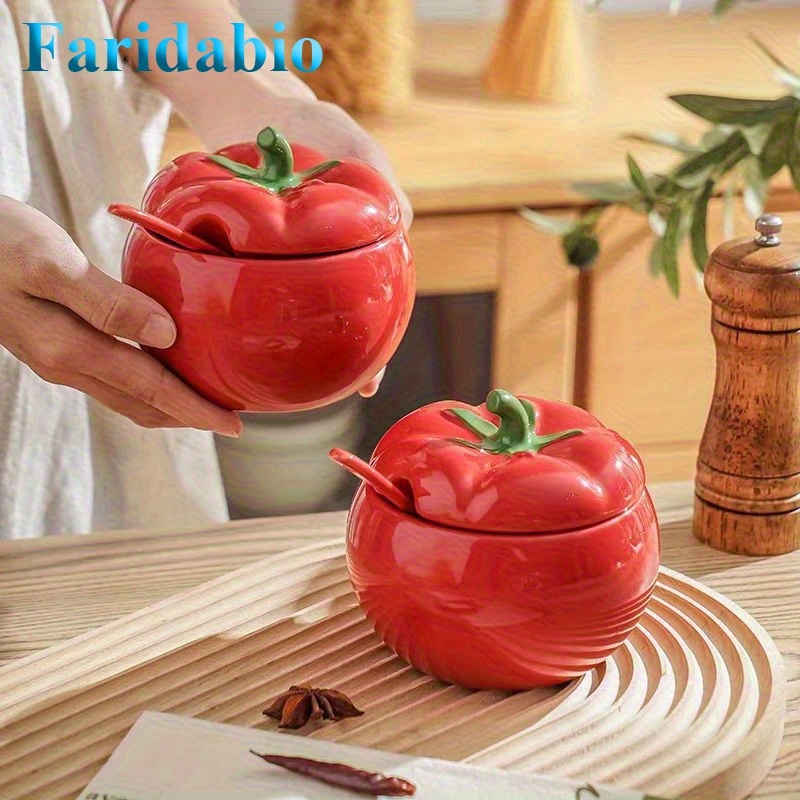 tomatformad keramikdessertskål med fäst sked - Temu Sweden