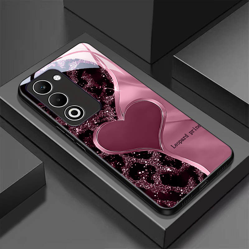 TEMU Tempered Glass Phone Case Suitable For Oppo A5 5g Ultra-thin Hard Cover With Heart Pattern Bla083
