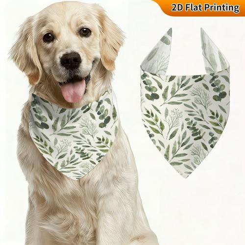 item picture 2d flat 1pc botanical leaves dog decoration pet drool bib soft and neckerchief adjustable and non choking suitable for small to medium dogs dog neckerchief and cat bib does not shed or fade in