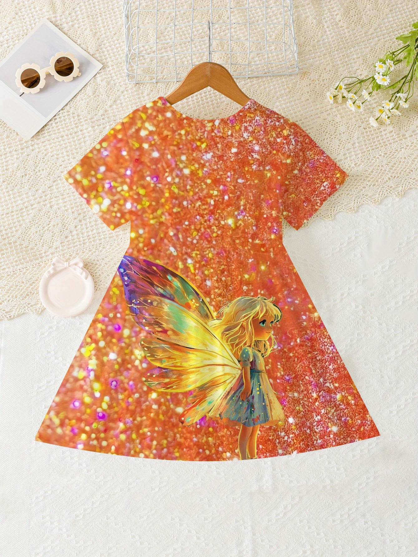fairy dress sewing pattern Island Shop Monet Garden Orange Floral Print Fairy Pure and Alluring L –  Lee Nhi Boutique main image 0