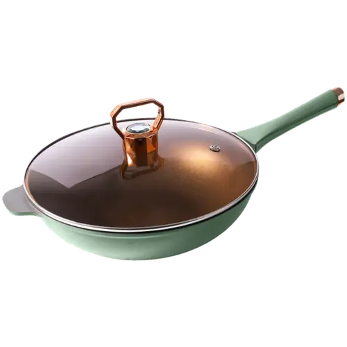 wok 32cm golden multi functional non stick pot used for frying frying cooking cooking pot household spill proof wear resistant pan induction cooker gas stove universal