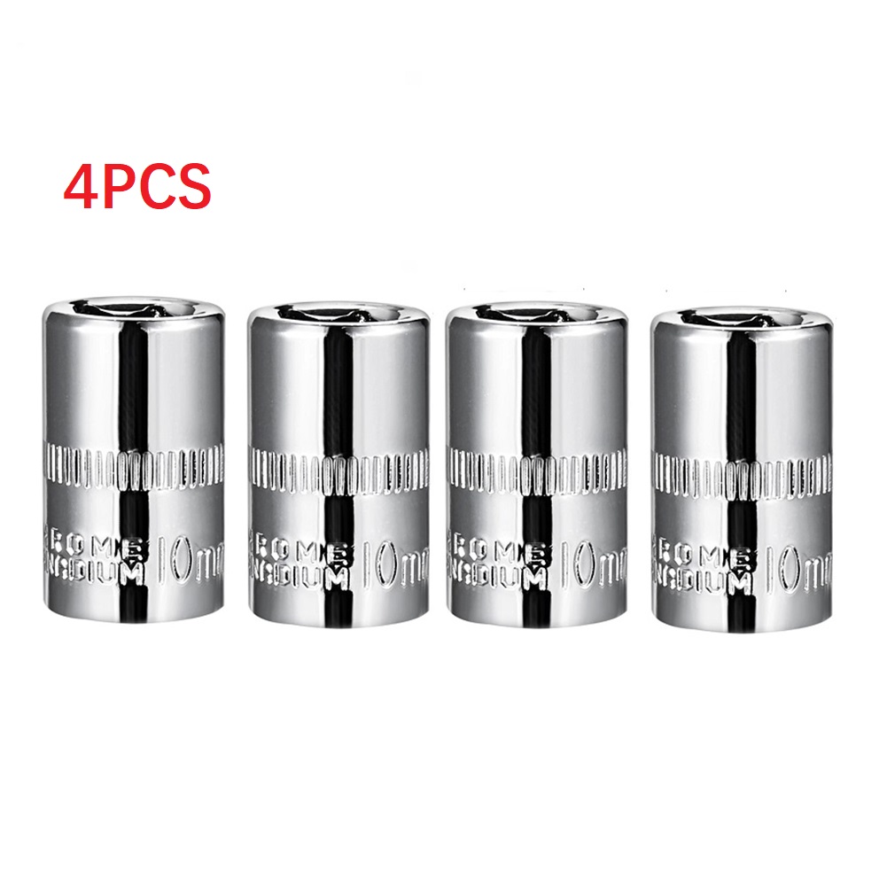 TEMU 4pcs 1/4inch Drive Socket 10mm Shallow Socket Repair Tool Torque Spanner Ratchet Socket For Diy Automotive Repairs