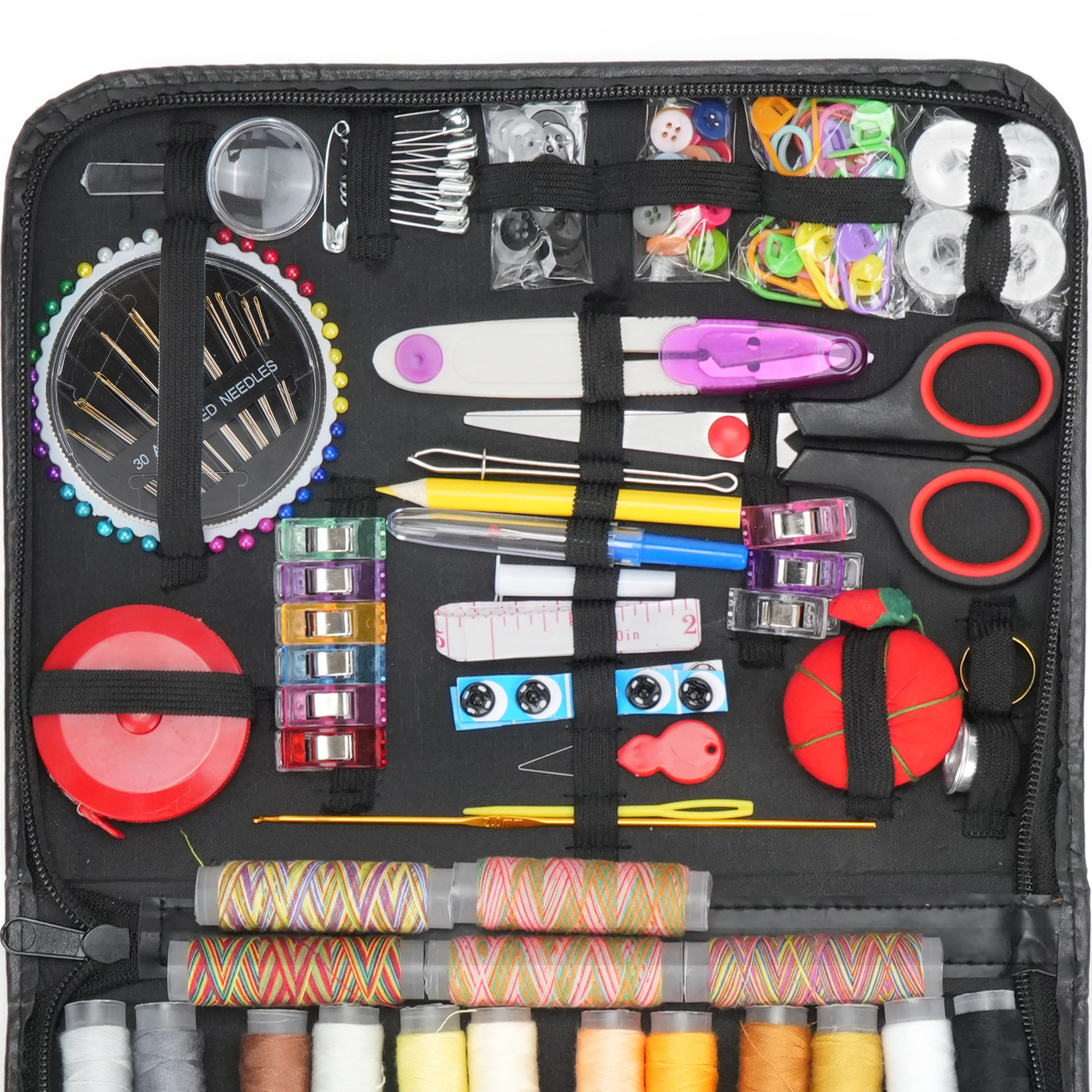 229pcs sewing kit   school and diy gift for beginners and professionals including   and scissors basic mini travel sewing set for grandma mom friends adults children travelers portable sewing accessories including thread needle ruler ring etc black Product details 10
