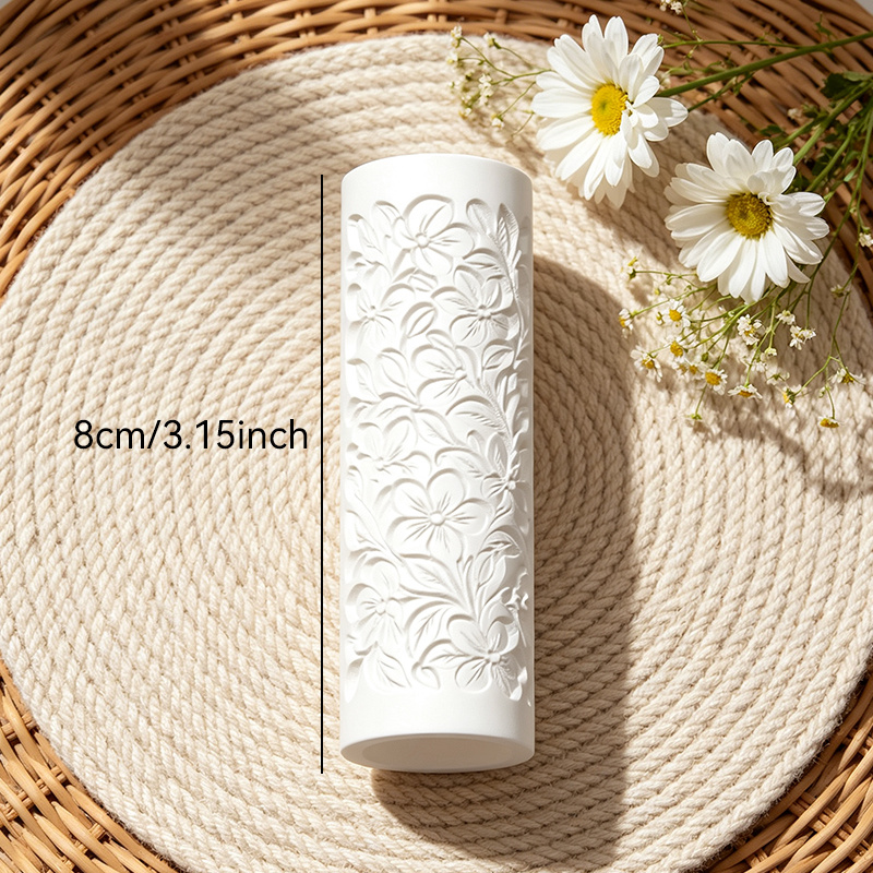 TEMU Spring Flower Leaf Vine Embossing Texture Roller | Plastic Polymer Material, Soft Clay Embossing Tool For Polymer Clay Jewelry Coaster Making,