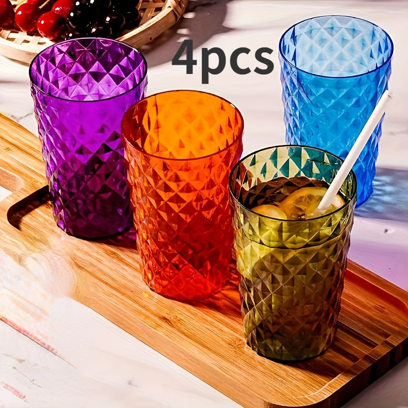 Image of 4pcs Durable Acrylic Drinking Cup Set - Colorful Shatterproof Plastic Tumblers, Ideal For Cold Drinks, Juices, And More - Perfect For Home, Restaurant, Parties, Weddings, And Picnics