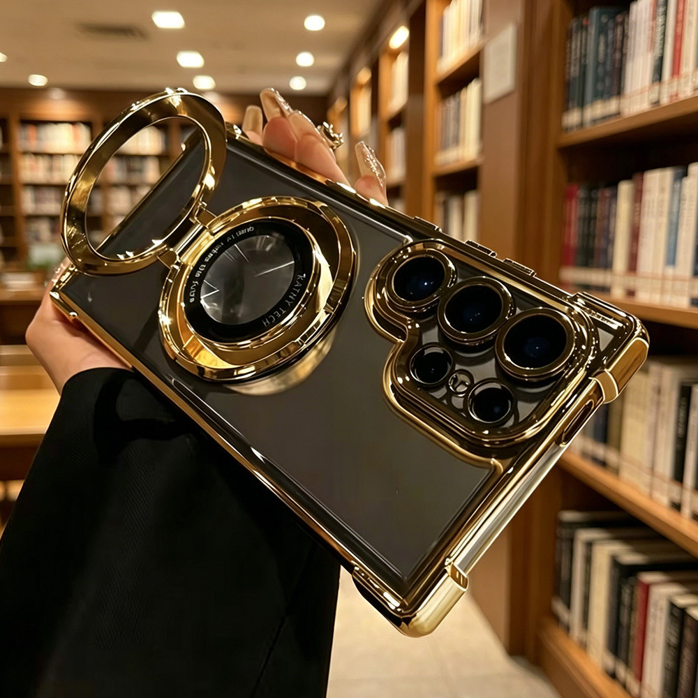 phone case magnetic transparent acrylic protective case for samsung galaxy s26 s25 s24 s23 s22   series compatible with wireless charging   case with magnetic stand durable construction stylish design