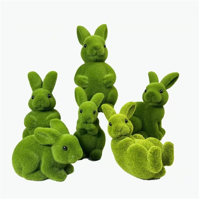 

Moss Easter Bunny Figurine - Christmas & Easter Decor, Cute Cartoon , Ideal Gift , Tabletop Accent, Room Decor