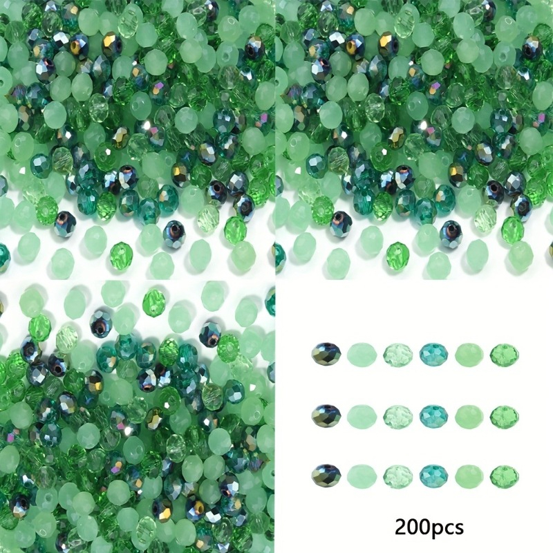TEMU 2D Plat - 500/300/200pcs 4/6/8Mm Perles Plates en Mélange Transparent Fête Vert Bijoux Traditionnels Bracelet Collier, Porte-clés Fabrication