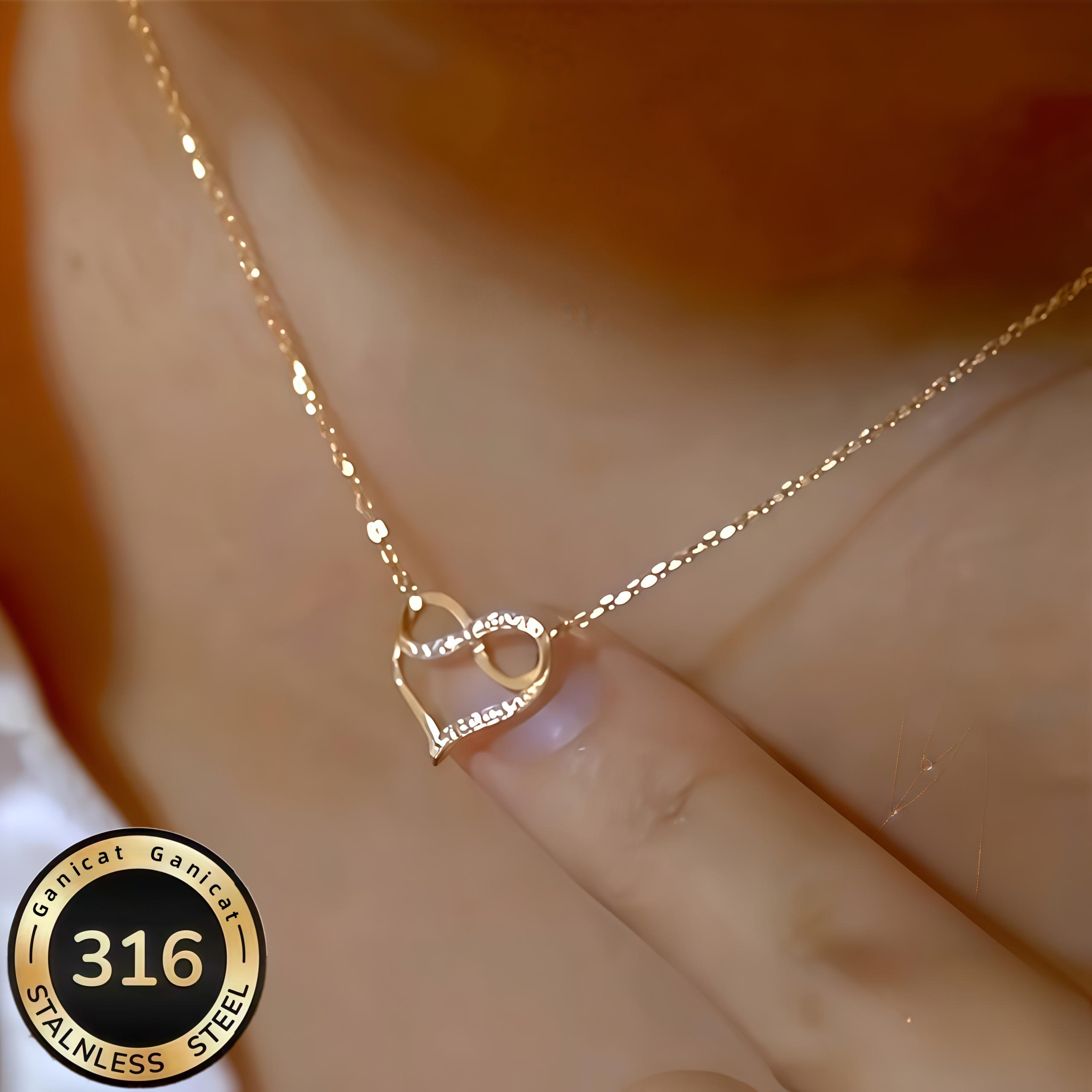 TEMU [Ganicat ] Juego de colgante de de para mujer, de acero inoxidable 316 con sintético, para proponer matrimonio, , boda o como regalo de San