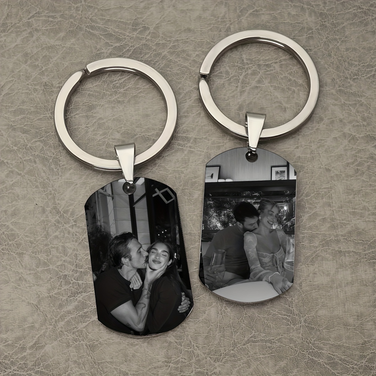 TEMU Customized Photo/text Engraved Keychain- Personalized Dog Tag Style Keyring For Men, , Dads- Durable Metal Gift For Father's Day, Holidays, And