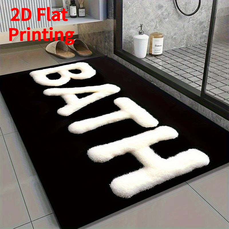TEMU 2d Flat, 2d Printing 1pc Bathroom Mat, Suitable For Bathrooms, Laundry Rooms, Kitchens, , And Entrance - Washable Velvet Material Mat, Soft For