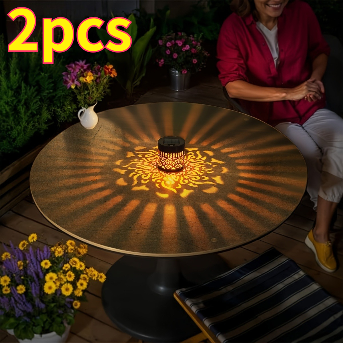 E-shop 2 Mandala-Muster Solar-Wandleuchten | LED-Beleuchtung für Gärten, Terrassen, Treppen, Höfe, Hinterhöfe Haustüren – für Weihnachten,