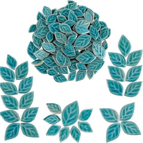 100g green leaf ceramic mosaic tiles ideal for crafts wall murals flower pots and indoor home decor random size