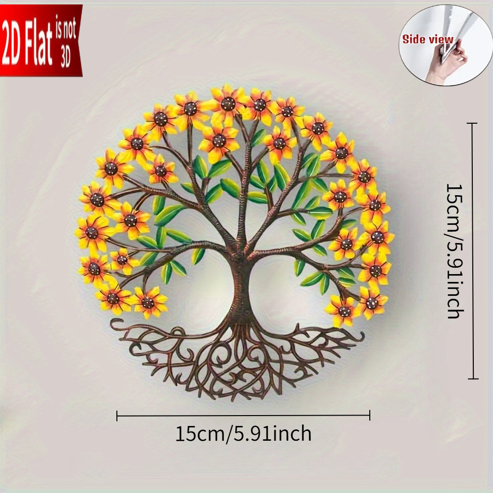 TEMU 2d Flat - 【2d Flat】 2d Flat - [2d Flat] 2d Flat Vibrant Sunflower Tree Of Life Acrylic Wall Art - Bohemian Style Chic Indoor/outdoor Decor,