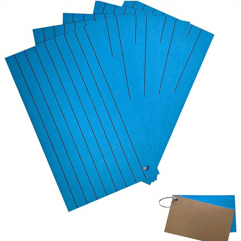 blue 50pcs index cards ring binder 3x5 inch ruled flash - Temu