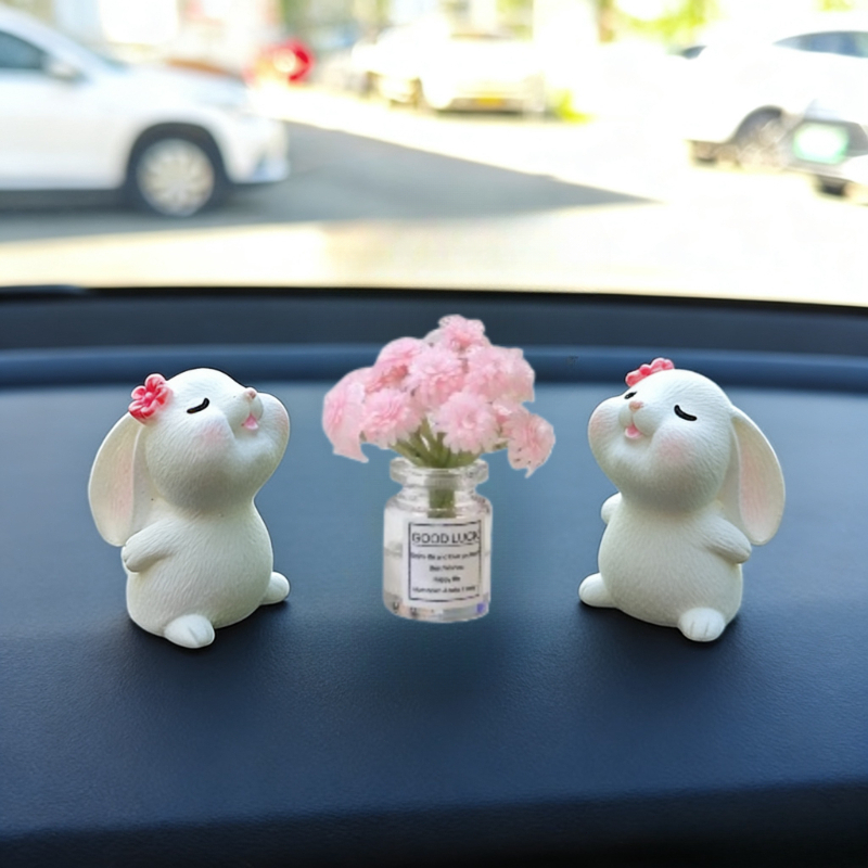 TEMU 4pcs Set With Adhesive-free Stickers - Cute New 's Breath Car Decor, -style Mini Vase And , Suitable For Center Console, Ideal Easter Car